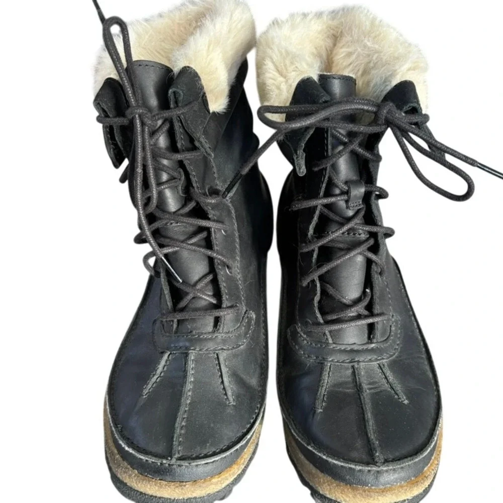 Merrell Tremblant Mid Polar Boots Women's Sz 10 Black Faux Fur Waterproof Winter